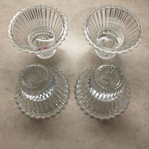 Set of 4 crystal ribbed tapered candle/votive holders